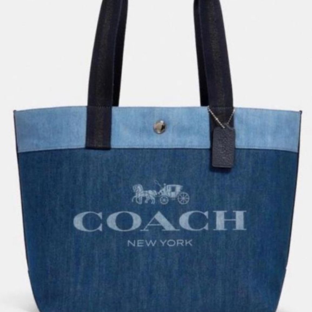 NWT Coach Horse and Carriage Denim Tote with Wristlet NWT